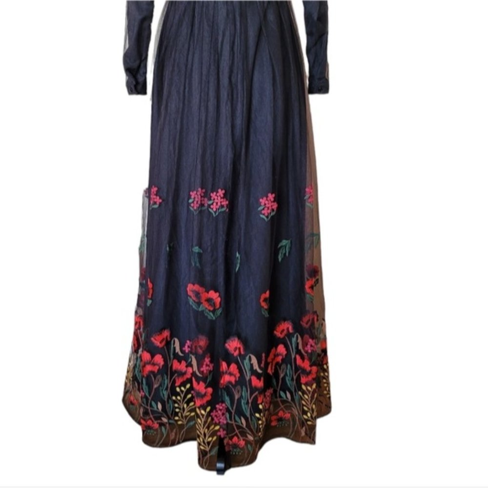 Annah Hariri modest black floral embroidered dress size 4 - Picture 6 of 15